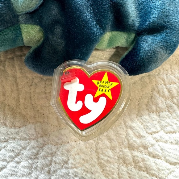 Vintage 90s Ty Rainbow Beanie Baby Plush Toy Chameleon Lizard Blue 1997 Mint New - Picture 5 of 8